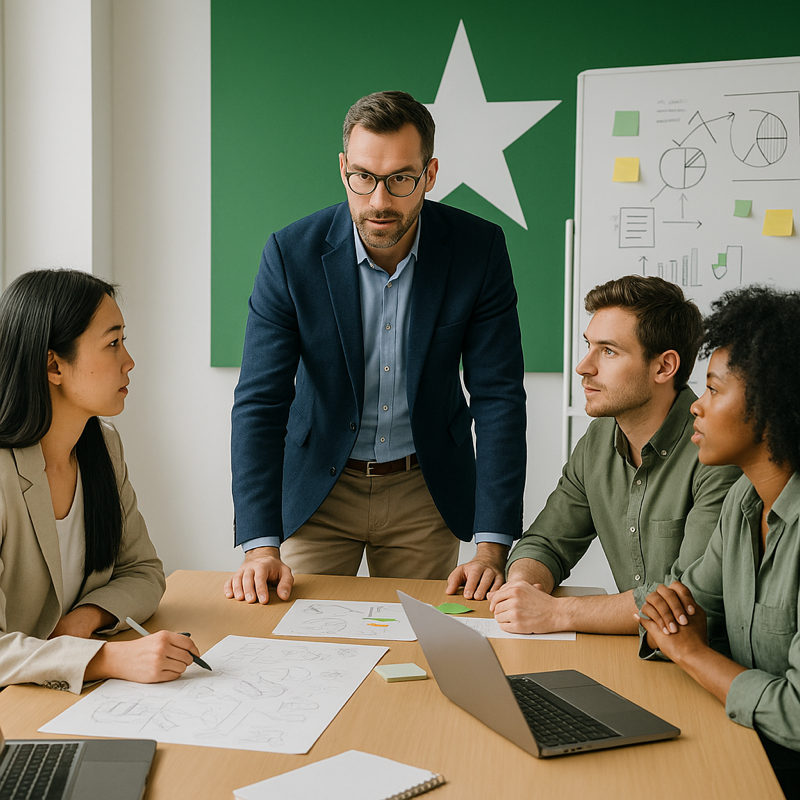Leadership démocratique : un style managérial centré sur l’intelligence collective selon le modèle de Kurt Lewin.